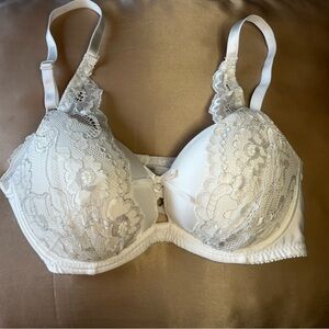 Lace Embellished Women's Bra - Cream